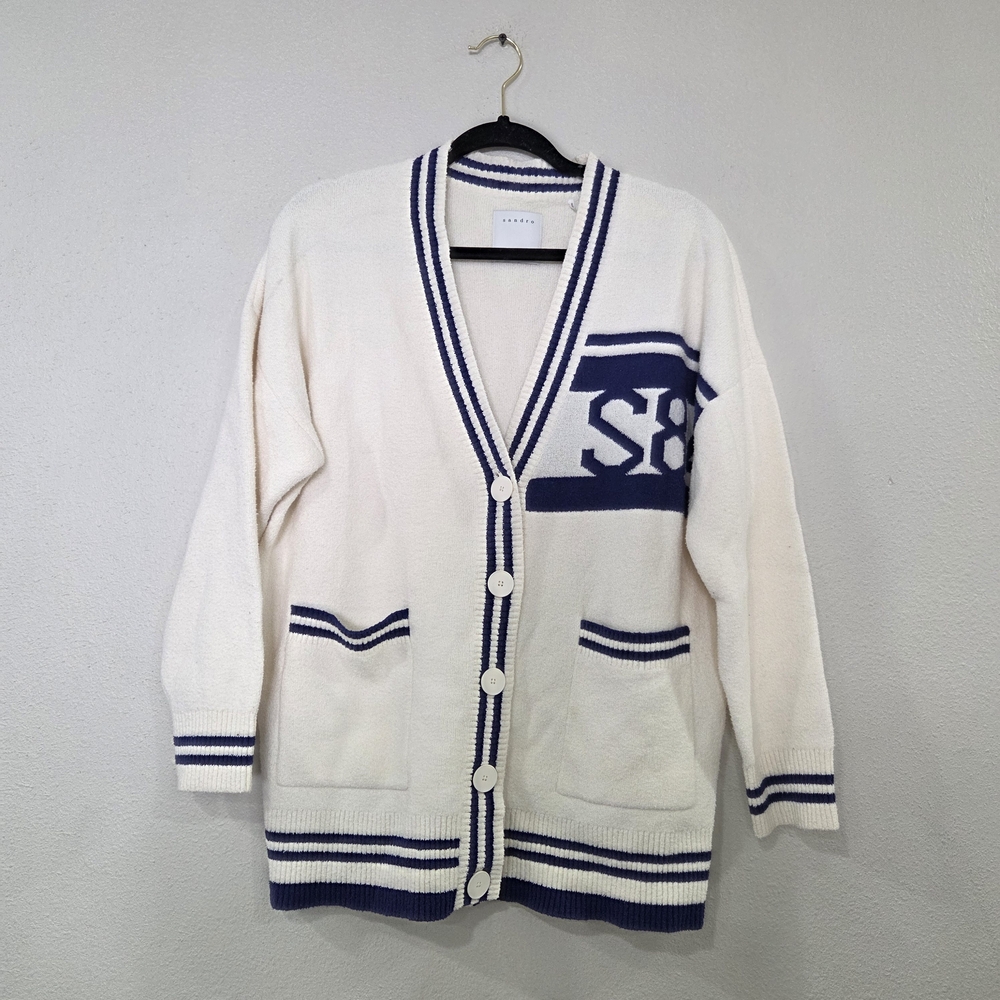 Sandro Vanille S84 Varsity-Style Cardigan